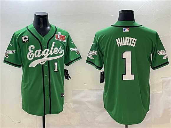 Men's Philadelphia Eagles #1 Jalen Hurts Green 2025 Super Bowl LIX And 3-Star C Patch Stitched Baseball Jersey,We sell and wholesale Men's Philadelphia Eagles #1 Jalen Hurts Green 2025 Super Bowl LIX And 3-Star C Patch Stitched Baseball Jersey on line form chian!